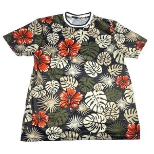 Southpole 1991 Shirt Mens Size Large Red Green Gray Monstera Leaf Jungle‎ Floral